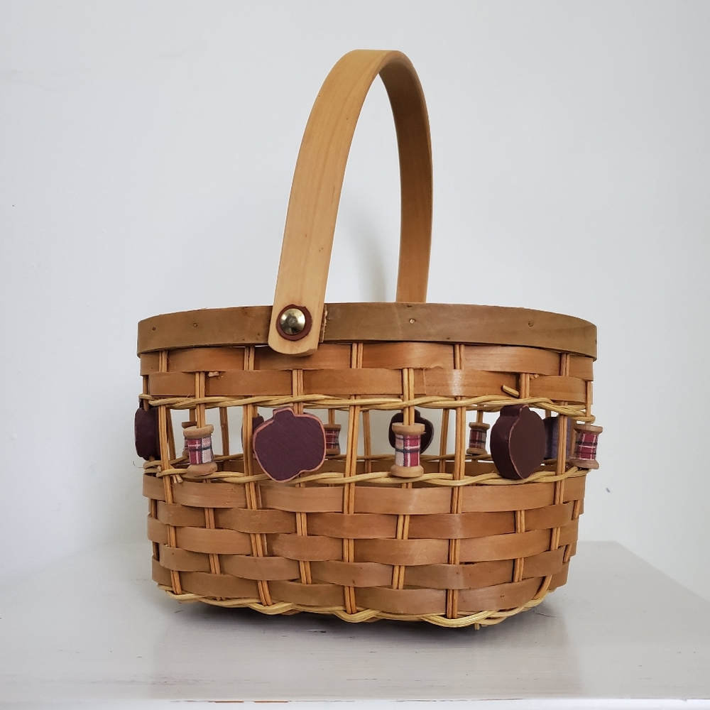 Apple & Spool Woven Wooden Basket